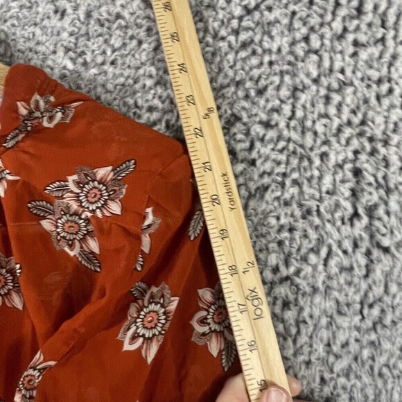 Loft Peplum Blouse Sheer Burned Orange and White Floral Women's  Size S Petite - Picture 9 of 11